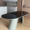 Noir Oval trpezarijski sto sa kaljenim staklom woodsteel